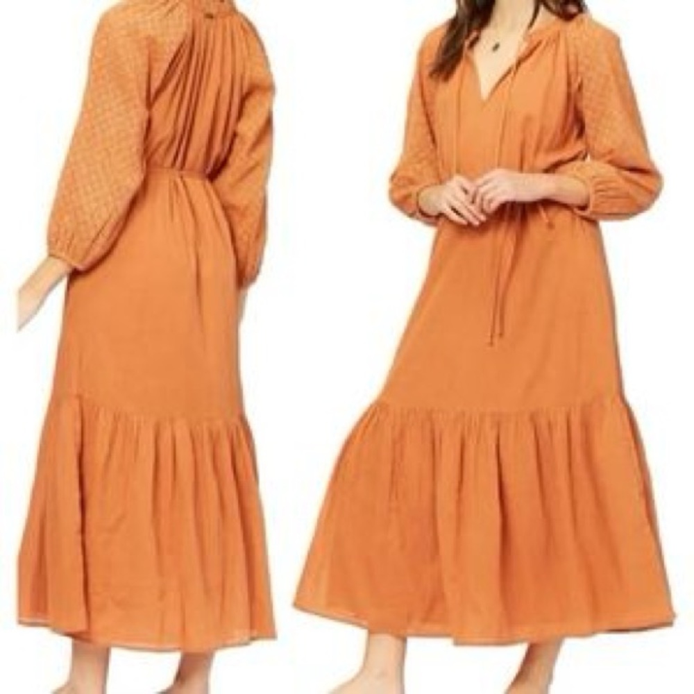 Bronze Crystal Cove Tie-Waist Midi Dress Large